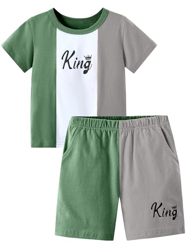 Image of mksodopy Toddler Boy Clothes Color Block Patchwork Short-Sleeved T-Shirt Color Block Shorts Boys Summer Outifts