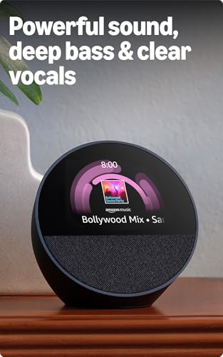 Image of All-new Echo Spot, Smart alarm clock with vibrant sound + Alexa, Black Smart Home Speaker Combo with Wipro Simple Setup 9W LED Smart Color Bulb