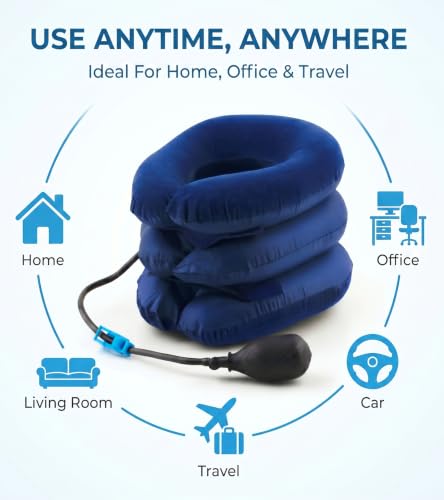 Image of Enclave Neck Pain Relief Relaxer, Cervical Neck Traction Device and Collar Brace for Cervical Spine Alignment Chiropractic Pillow Stretcher 3 Layer Neck Relaxer (Blue)