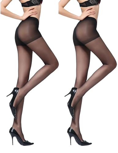 Xiwlaikeqi Women's Sheer High Waist Tights,Ladies High Waist Pantyhose with Reinforced Toes,Support Control Top Pantyhose,High Waist Stocking,Durable and Hook-resistant Sheer Tights (2 Pairs)