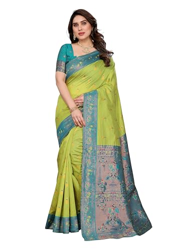 Image of Women's Kanjivaram Soft Silk Saree with Unstitched Blouse Piece Banarasi Weave Type and Jacquard Zari Design for Traditional Occasions