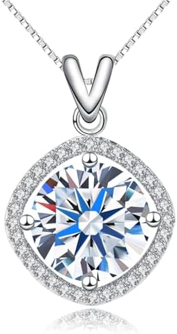 5 Carat Moissanite Pendant Necklace 18K White Gold Silver Plated Necklace with Moissanite D Color Ideal Cut Diamond Necklace
