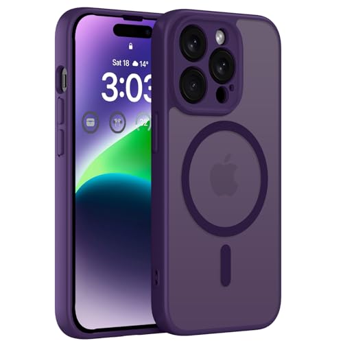 ORDA Magnetisch Hülle für iPhone 14 Pro Max 6,7 Zoll Kompatibel mit MagSafe, Transluzente Matt Rückseite Dünn Kameraschu...