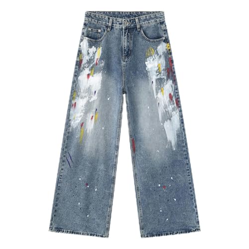 Jeans amples avec graffiti de style coréen pour l'automne décontracté