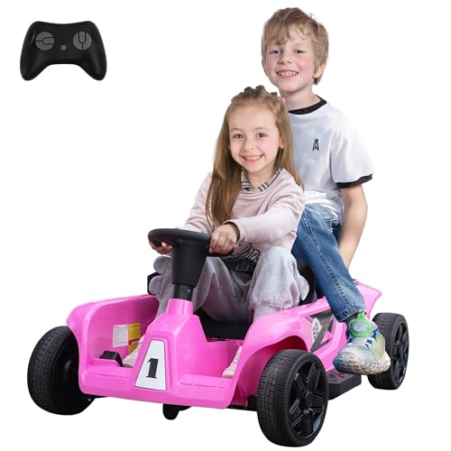 TOBBI 24V Kids Electric Ride on Toy Car, 2 Seater Battery Powered Go Kart with Parent Remote Control, Children Vehicles with Trunk Storage/Music/4 Wheels/Max 198 LBS for Toddlers 3-8 Years & Adults