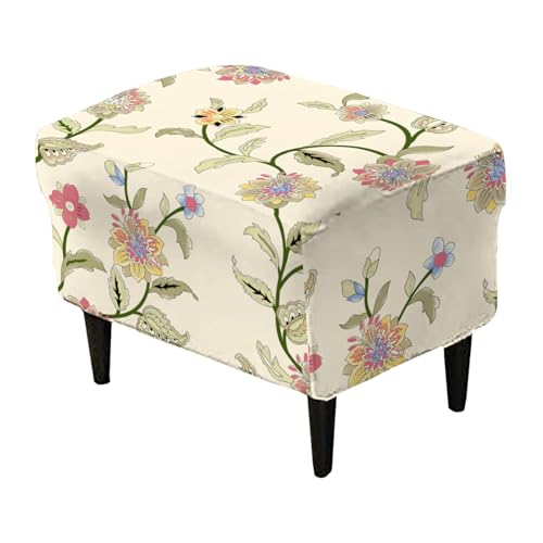 JHLD Rectangle Ottoman Cover, Printed Ottoman Slipcovers Stretch Ottoman Covers Slipcover Universal Footrest Stool Covers Washable-19-L