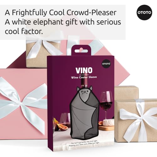 Image of OTOTO Vino Wine Cooler Sleeve - Bat Cooler Sleeve for Wine Bottles & Glass Bottles, Reusable Bottle Cooler Sleeve, Halloween Spooky Gifts, Gothic Gifts, Unique Kitchen Gadgets