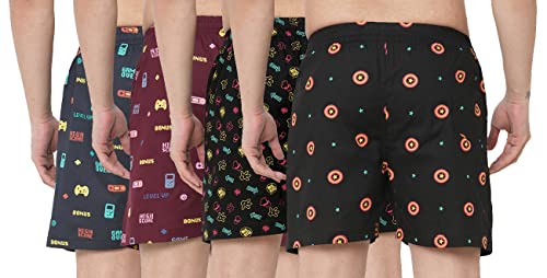 Image of GoSriKi Men's Cotton Printed Boxer Shorts (Pack of 4) (ANL-BXR-PACK-4-GS-033)