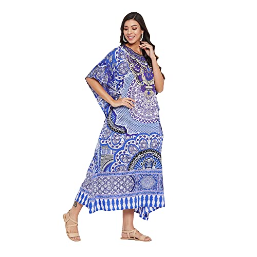 Image of Oussum Women Long Maxi Plus Size Polyester Kaftan Gown, Womens Kaftan Dresses Lounge Resort Wear, Plus Size Kaftan