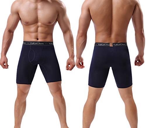 YuKaiChen Men's Soft Bamboo Fiber Underwear Long Boxer Briefs Function Fly3