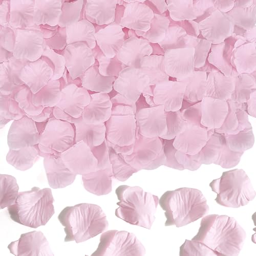 JHZMCRX 1000 Pcs Rose Petals Artificial Silk Flower Petals Romantic Decorations for Wedding Engagement Birthday Event Anniversary Party Backdrop Supplies Pink