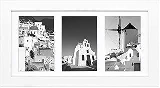 Golden State Art, 7x14 White Photo Wood Collage Frame, for (3) 4x6 Pictures