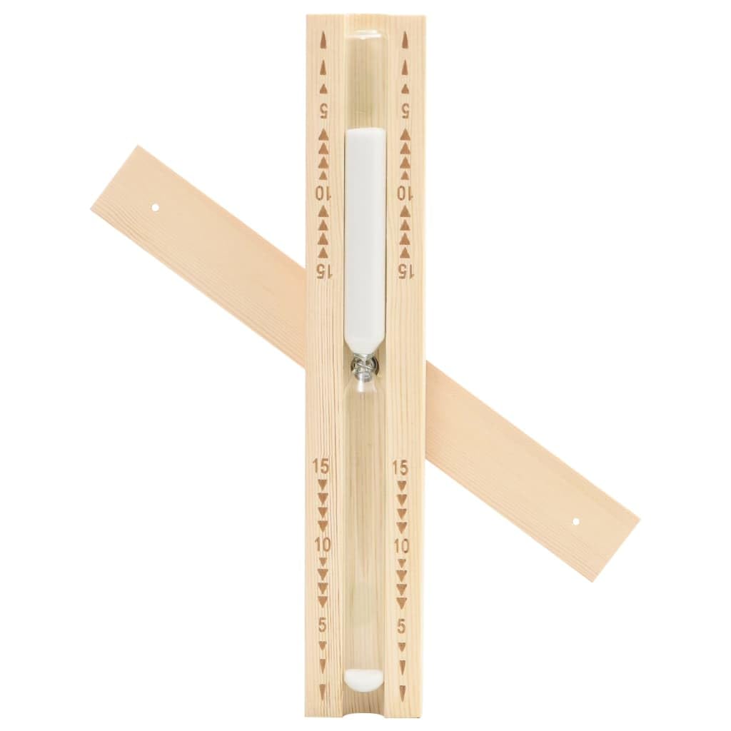 2-in-1 Sauna-Hygrothermograph und Sanduhr Set aus Massivholz Kiefer für Temperatur, Luftfeuchtigkeit und Saunazeit, geeignet für Wellness, Dampfbad und Spa