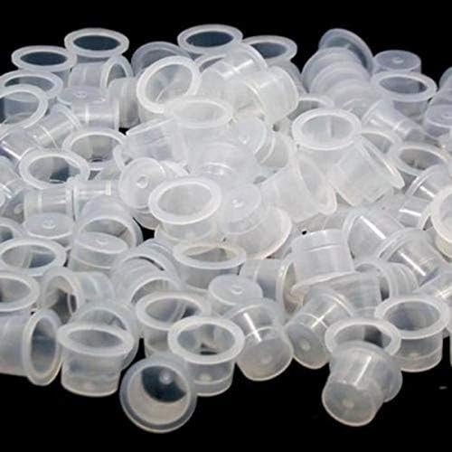 Beauty7 Tattoo Ink Cups 100Pcs Mixed Sizes Pigment Caps Holder Container Tattoo Supplies, white