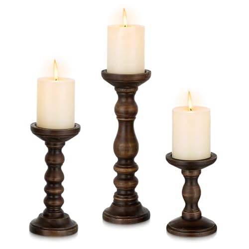 Romadedi Wood Candle Holders for Pillar - Set of...