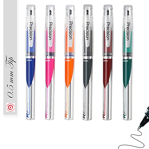 Precision Roller Ball Pen | Fine Point Liquid Ink Comfortable Grip - Journaling Writing Professional Notetaking Sketching Executive Office School Supply (Blue & Black Ink 0.5 Mm Tip - 6 Pens) #TOP23