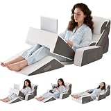 9PCS Orthopädisches Bett Keil Kissen Set, Post Chirurgie Schaum Kissen für Körper, Rücken und Beine Schmerzlinderung, Justierbare Stützkissen mit Säure Reflux Bed Wedge Memory Foam Dunkelgrau