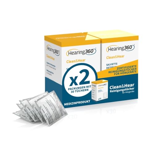 Hearing360 Reinigungstücher für Hörgeräte Hygiene-Tücher in Box (60)