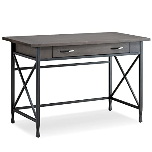 Image of Leick Home Chisel & Forge Desk, 46 inch, Smoke Gray, Matte Black