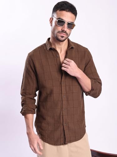 Image of BENE KLEED Men's Textured Cotton Shirt | Point Collar | Full Sleeves | Regular Fit