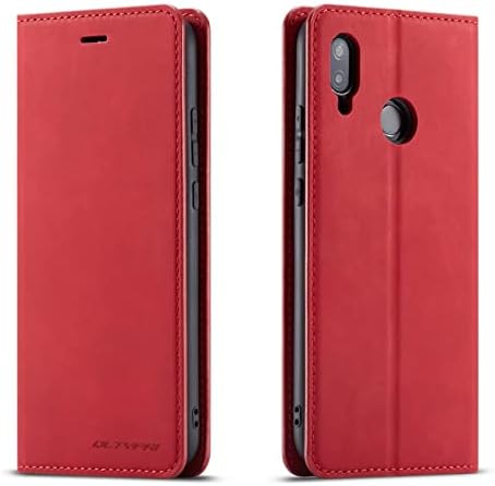 QLTYPRI Case for Huawei P30, Premium PU Leather Cover TPU Bumper with Card Holder Kickstand Hidden Magnetic Adsorption Shockproof Flip Wallet Case Compatible with Huawei P30 - Brown