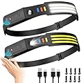 Lsnisni Headlamp Rechargeable 2 Pack, 230° Wide Beam Head Lamp LED, Head Flashlight with Motion Sensor, 5 Mode Head Lights for Forehead, Waterproof Headlamps for Adults Hiking Camping Gear