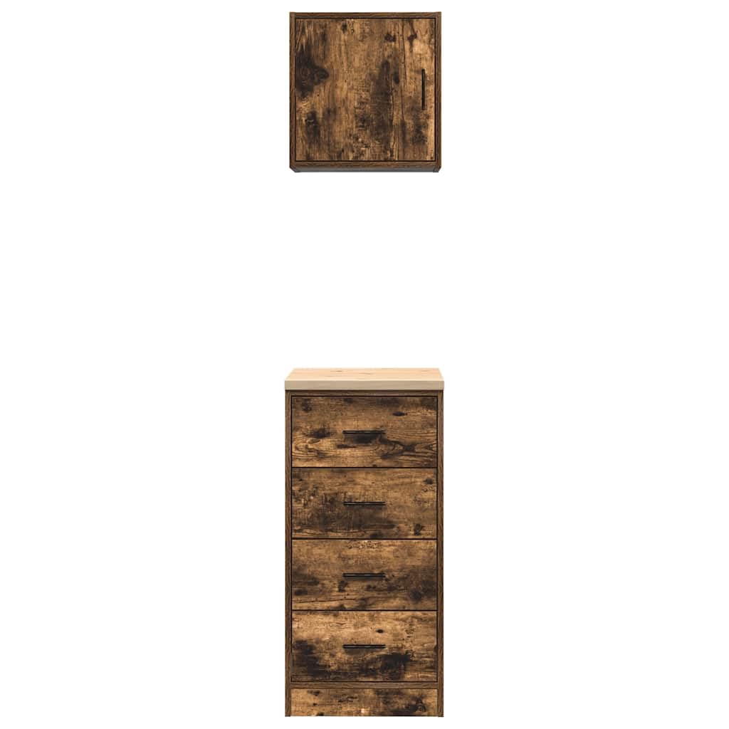 INLIFE Garagenschränke 2 STK. Räuchereiche Holzwerkstoff,Wirtschaft & Industrie,Gewerbliche Lagerung,Industrieschränke,Braun,31.45 KG,3328327