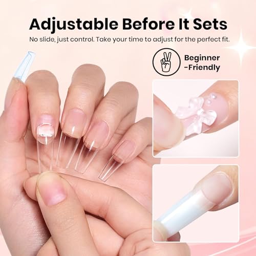 Image of Beetles Super Strong Nail Glue for Press On Nails, No UV Light Needed, 2Pcs 10g Quick Drying Semi Solid Nail Glue, Strong Hold for False & Acrylic Nails