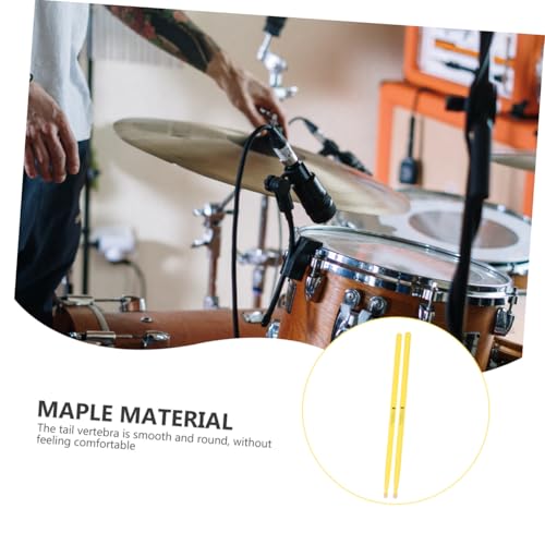 2 pares de baquetas de madera de arce color amarillo limón antideslizantes para adultos, instrumentos clásicos para práctica y actuación miniatura 3