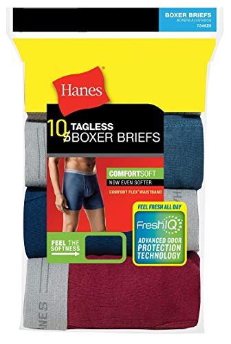 Hanes Men's 10-Pack Tagless Comfort Flex Waistband Boxer Briefs - Assorted Colors 734W10