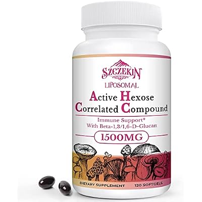 1500mg Liposomal Active Hexose Correlated Supplement,120 Soft Gels Beta-Glucans with Natural Mushroom Extract, Immune System, Liver Function, Maintain T-Cell & Killer Cell Activity