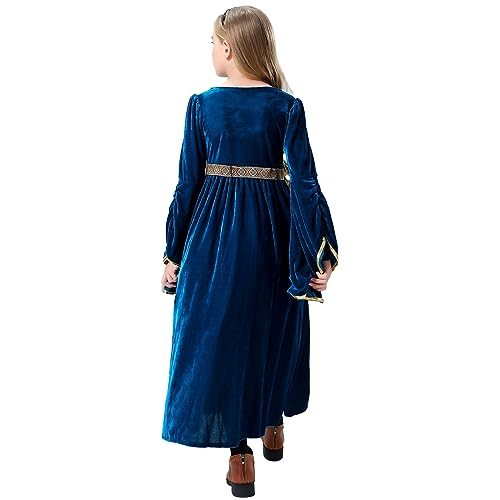 Disfraz de princesa renacentista medieval para niñas azul miniatura 3