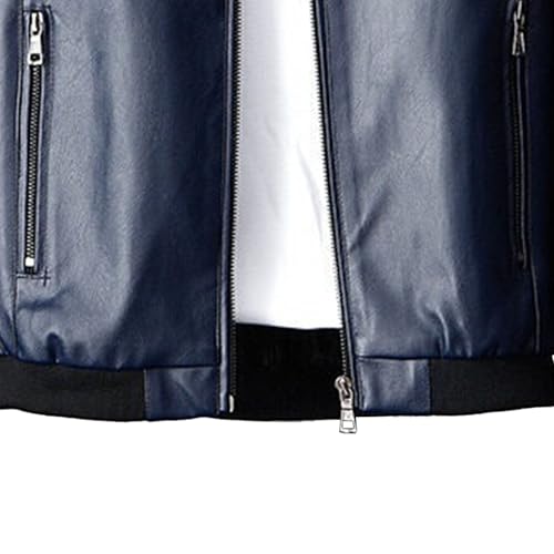 Blouson bomber bleu en similicuir pour homme DGKaxiyaHM veste légère ajustée 8XL - 5