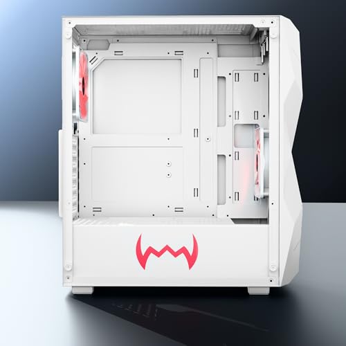 Image of daWg V' Series 240 Mid-Tower Gaming Cabinet /Case, Pre-Installed 2 Multicolor Fans, Support AIO Upto 360mm, ATX, mATX, Mini ITX, Tempered Glass, Dust Filters, Cable Management, USB 3.0 (White)