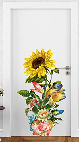 DivineDesigns™ Sunflowers Door Sticker | Sticker for Living Room, Bedroom, Office (Vinyl, Standard, Multicolour)