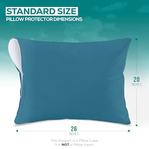 Image of Utopia Bedding Premium 100% Waterproof Pillow Protectors with Zipper Standard Size (Set of 2), Bed Bug and Dust Mite Proof Zippered Pillow Covers, Pillow Encasement Cases, Denim Blue