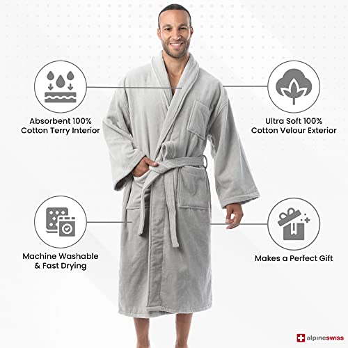 Alpine Swiss Pure Cotton Mens Terry Cloth Bathrobe Super Absorbent Spa Robe3