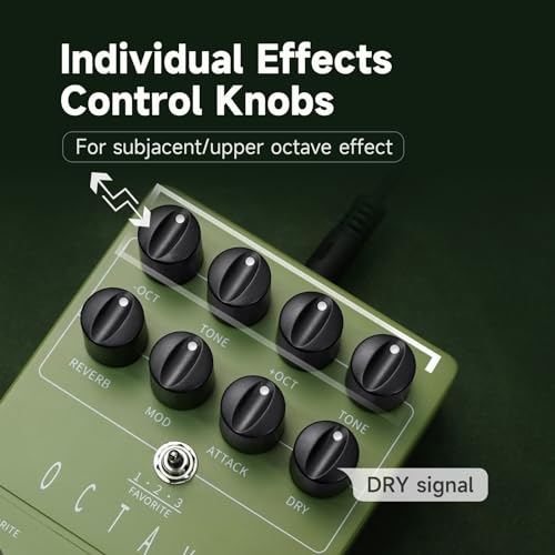 Image of FLAMMA Octave Guitar Pedal FS23 Pitch Shifter Pedal with Modulation, Reverb, and Slow-attack for Electric Guitar, True Bypass