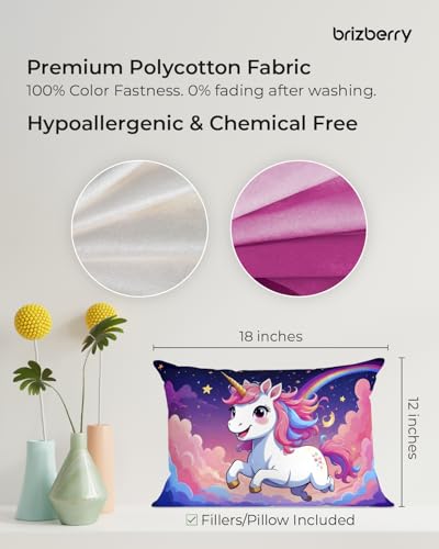 Image of Brizberry Kids Pillow Cushion with Super Soft Fabric | Animal & Cartoon Prints | 12x18 inches (Design 10)