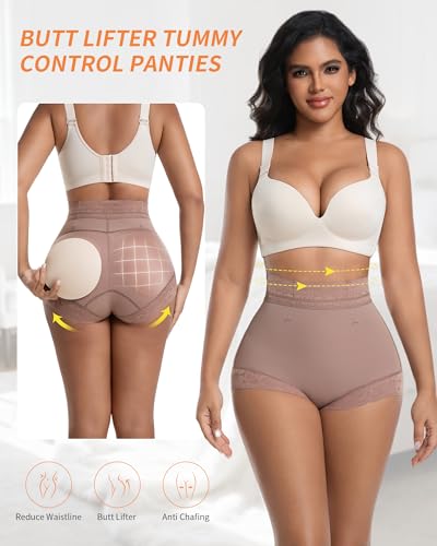 Image of Padded Underwear Butt Lifting Panties Butt Lifter Built-In Fake Butt Pads Tummy Control Shapewear for Women