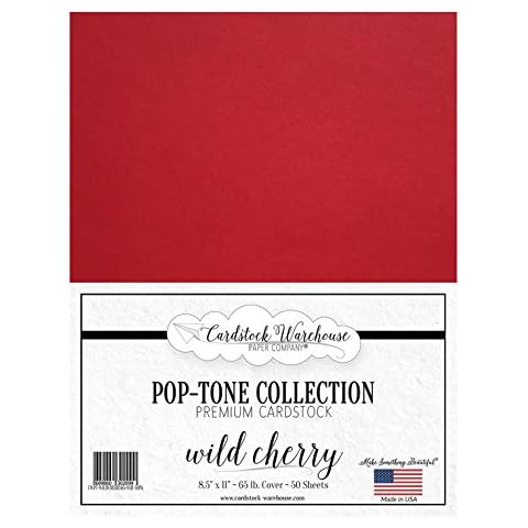 Cardstock Warehouse Pop Tone Wild Cherry Red - 8.5 x 11" - 65 Lb. / 175 Gsm Matte Premium Cardstock Paper - 50 Sheets Cover