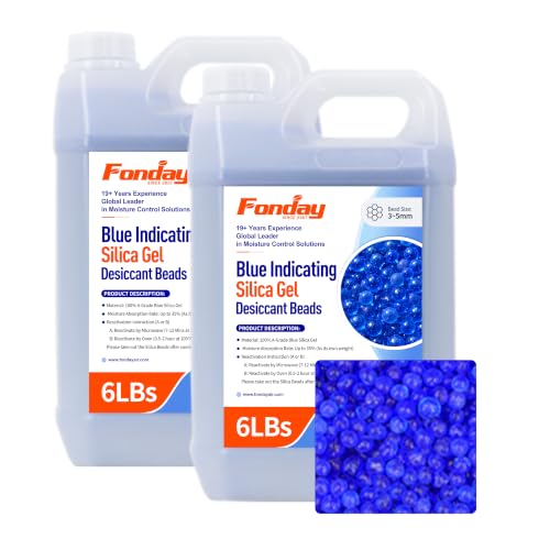 12LBS Fonday Premium Moisture Indicating Silica Gel Desiccant Beads (Blue)
