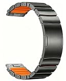 MaKTech Cinturino in Titanio con Fodera in Silicone,22mm Braccialetto in Metallo Leggero con Rivestimento DLC,per Samsung Galaxy Watch 46mm/Gear S3,Huawei Watch GT4/5/6 (46mm) (S,Grigio/Arancione)