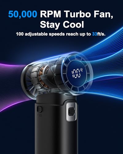 Handheld-Fan-Portable-Fan-with-Charger-Power-Bank-9000mAh-Hand-Held-Fan-Rechargeable-18W-Fast-Charging-Type-C-Input-50000RPM-High-Speed-Turbo-Airflow-for-Travel-Concerts-Cruise-Makeup-Black