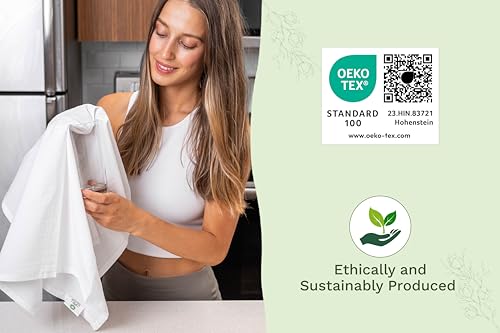 Image of Organic Cotton Tea Towels for Embroidery - Blank Flour Sack Dish Towels for Customization - Perfect White Kitchen Towels for Sublimation to Customize and Personalize - 27 inchx27 inch (White - 5 Pack)