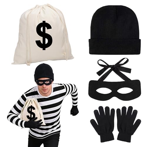 23GUANYI Máscara carnaval, disfarce ladrão criança, decoração carnaval, disfarce de ladrão com sinal dólar mala dinheiro máscara olhos decoração carnaval para cosplay carnaval