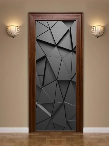 artfanke 3D Abstract Geometric Peel and Stick Door Stickers 33.5"x84.6"-