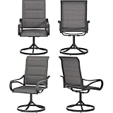 DWVO 4 Set Padded Outdoor Swivel Chairs, Exclusive Swivel Patio Chairs w/Sturdy Metal Frame & Cozy Padded High Back, All Weather Patio Swivel Chairs for Backyard Deck Garden, Gray