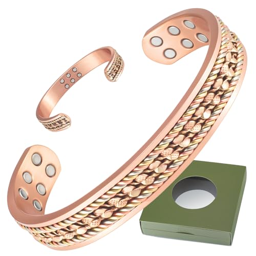 Wollet Bracelet magnétique pour femme - En cuivre - Avec aimants - Avec 18 aimants puissants dans une boîte cadeau (CPB-2806 x 18)