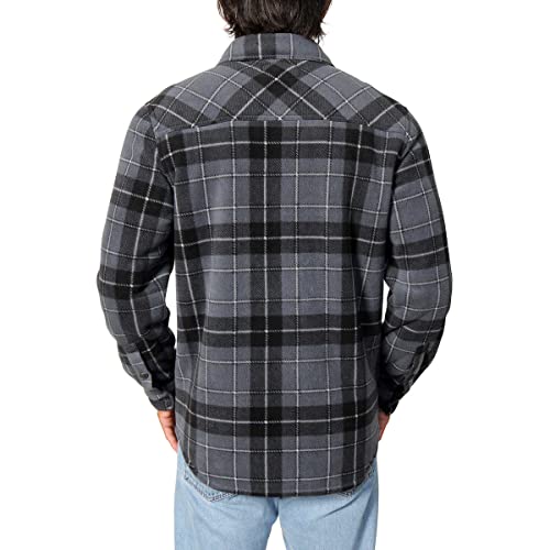 Freedom Foundry Men's Plaid Fleece Jackets Super Plush Sherpa Lined Jacket Shirt (Charcoal Grey, Medium)4